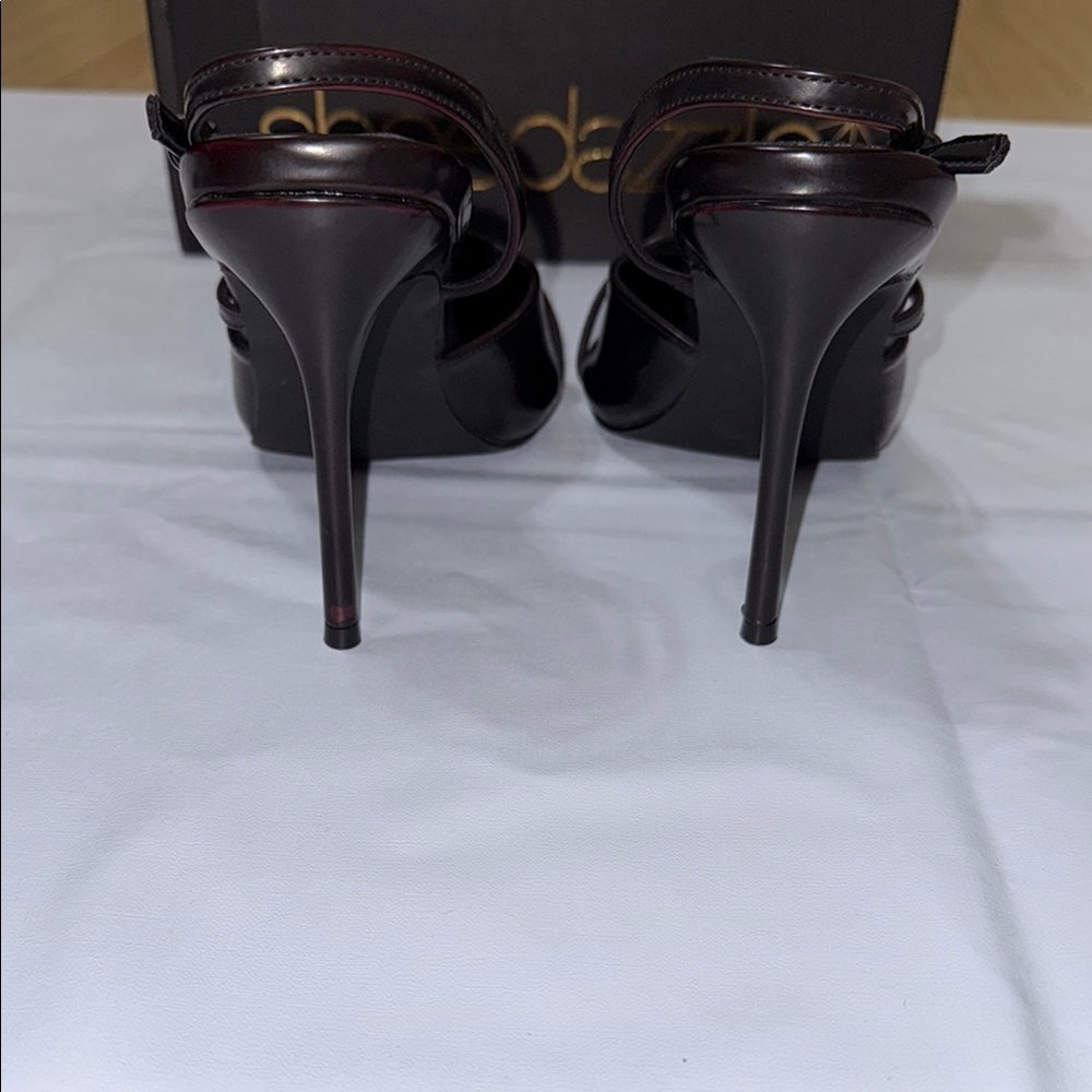 Shoe Dazzle Black Stiletto Heels with X-Strap Size 10 - Picture 6 of 11